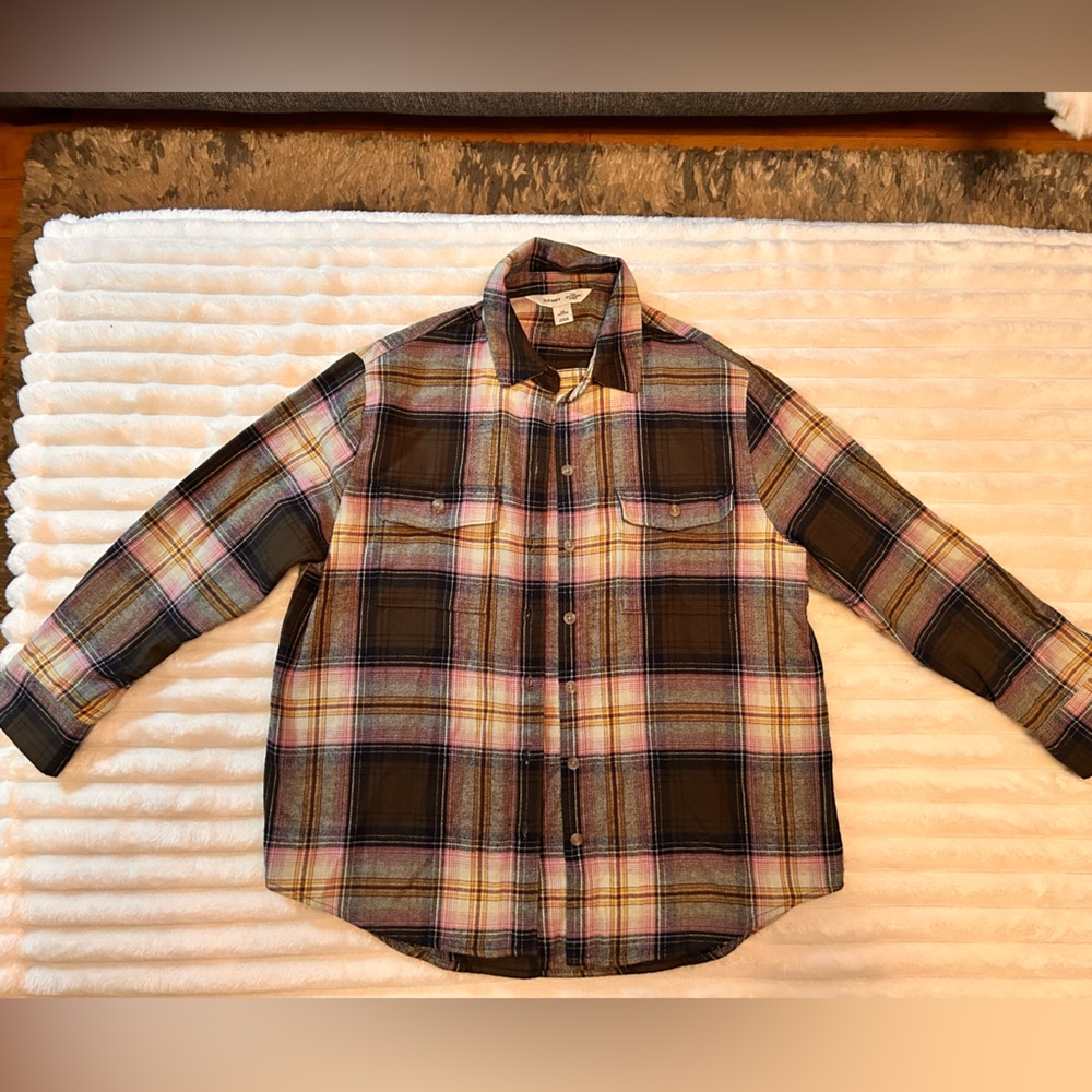Old Navy Women's Plaid Button Down Flannel “The Boyfriend Shirt” -Size XS Petite